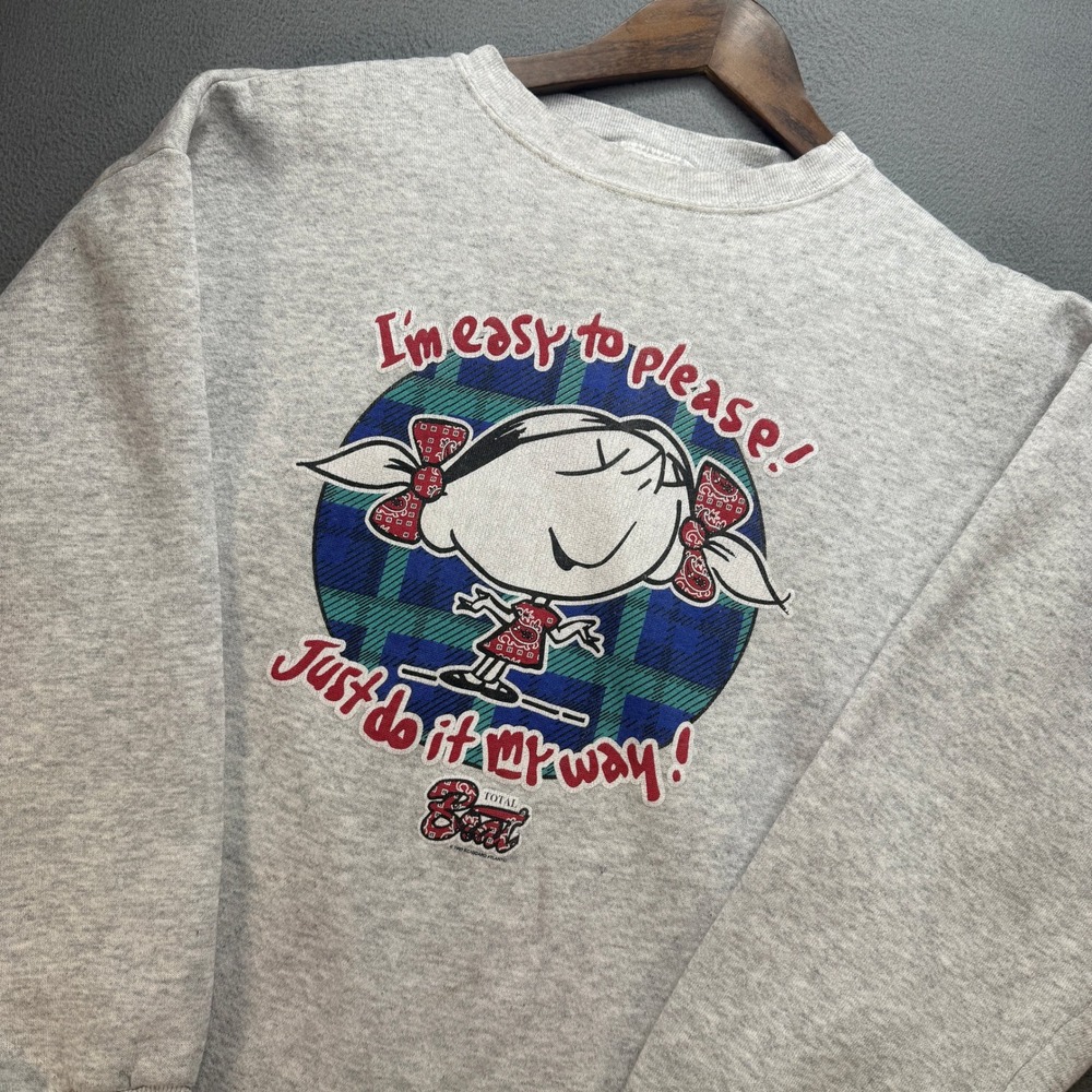 VTG Total Brat Graphic Sweatshirt Tultex Maximum Sweats Womens L Gray Cotton 90s